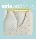 Silentnight fitted sheet pink star pattern cot bed 2 pack, UK version