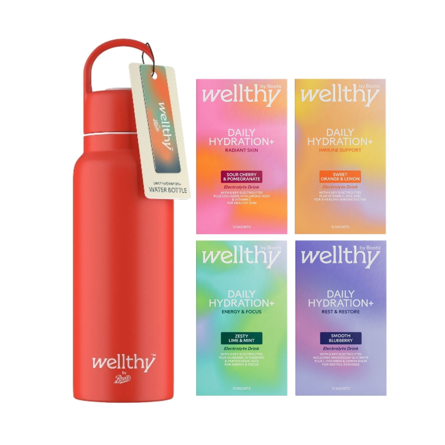 Wellthy by Boots electrolyte hydration starter pack 48 sachets - British product