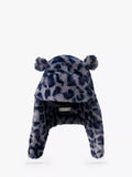 Small Stuff kids' leopard faux fur deerstalker hat in grey (British brand)