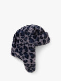 Small Stuff kids' leopard faux fur deerstalker hat in grey (British brand)