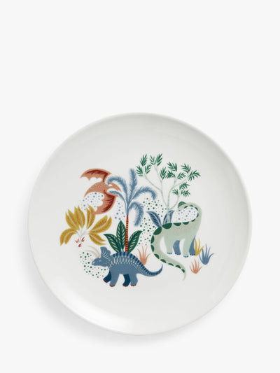 John Lewis Kids Dinosaur Porcelain Plate 20.5cm Multi-Coloured- Buy online at McGrocer