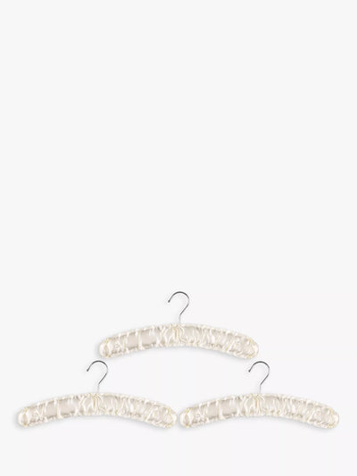 John Lewis John Lewis Padded Satin Clothes Hangers, Set of 3, White- Buy online at McGrocer