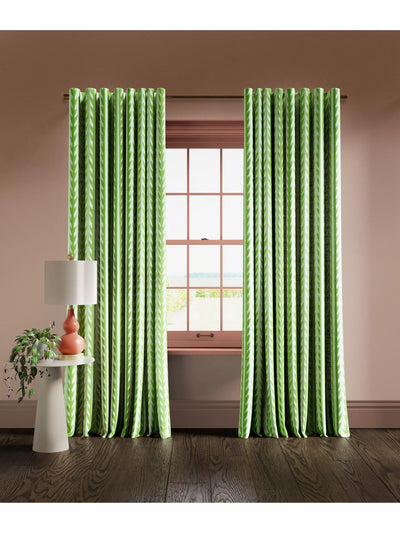 John Lewis Harlequin Sophie Robinson Sticky Grass Pair Lined Multiway Curtains, Emerald- Buy online at McGrocer