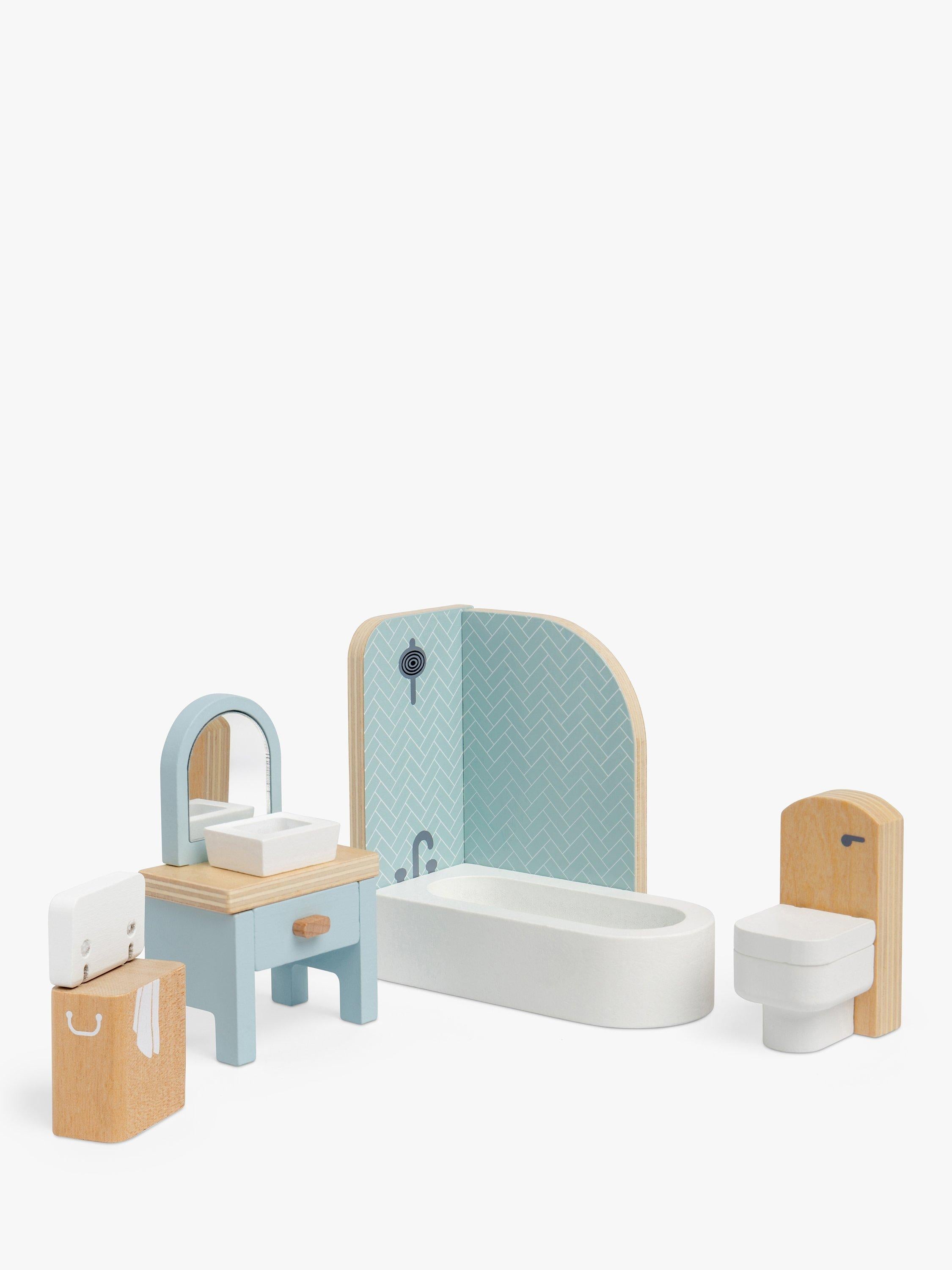 John Lewis Odney wooden doll's house bathroom furniture set, UK version