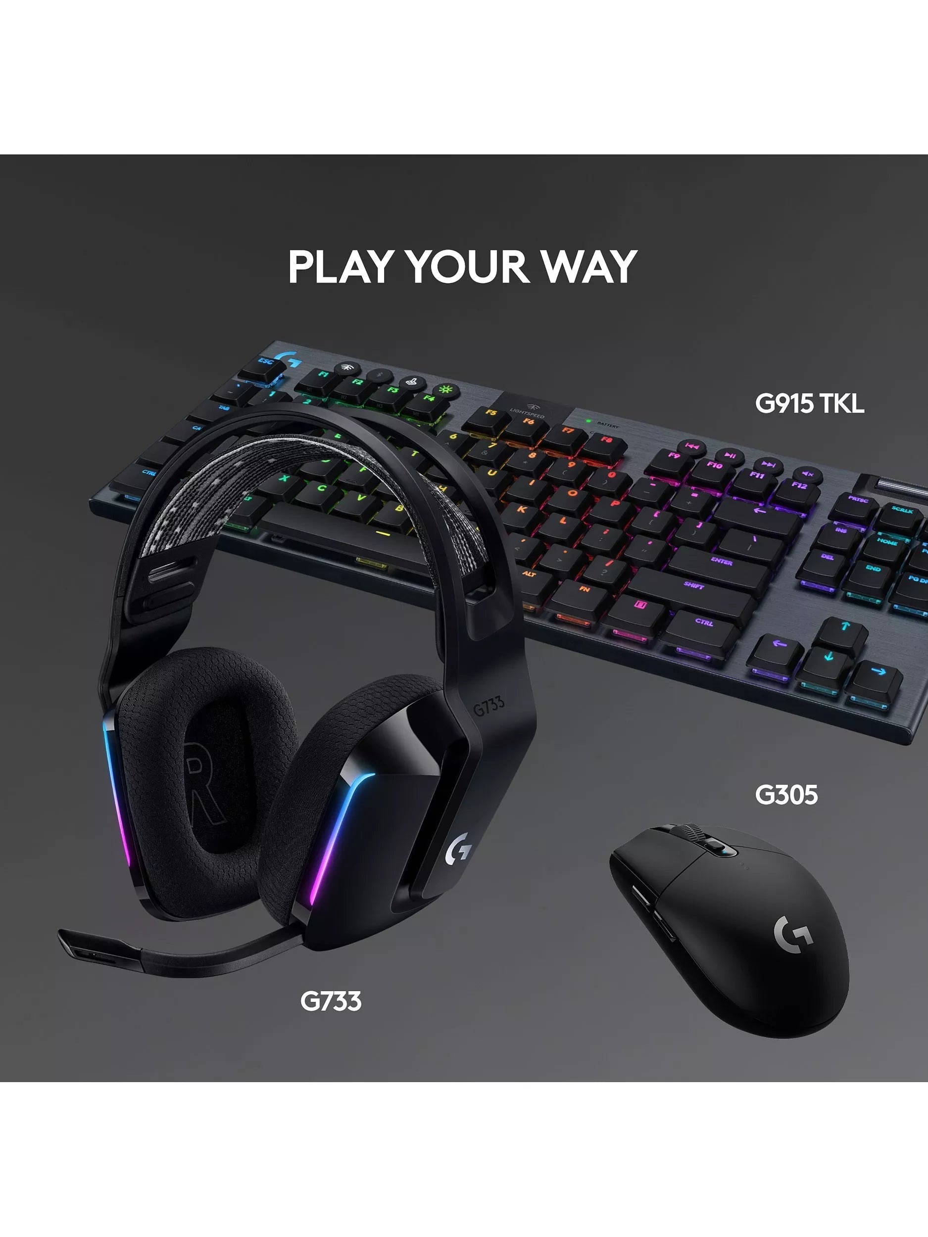 Logitech G733 Lightspeed Wireless Gaming Headset, Graphite