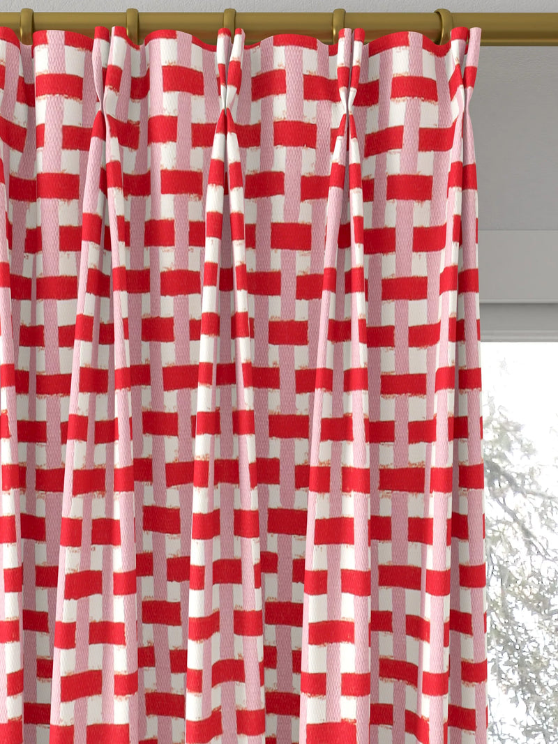 Harlequin basket weave fabric coral rose 139cm, imported from the UK