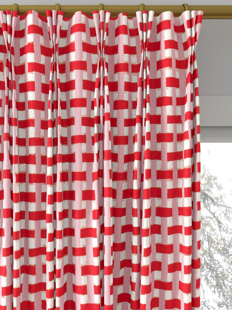 Harlequin basket weave fabric coral rose 139cm, imported from the UK