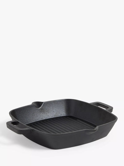 John Lewis John Lewis Cast Iron Square Grill Pan 26cm- Buy online at McGrocer