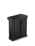 Simplehuman recycling pedal bin matte black steel 58L, imported from the UK