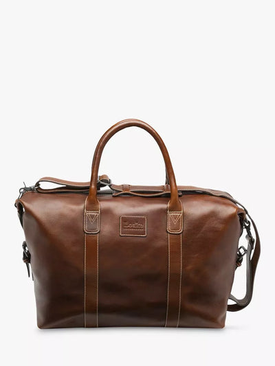 John Lewis Loake Balmoral Vegetable Tanned Leather Weekend Bag, Brown- Buy online at McGrocer