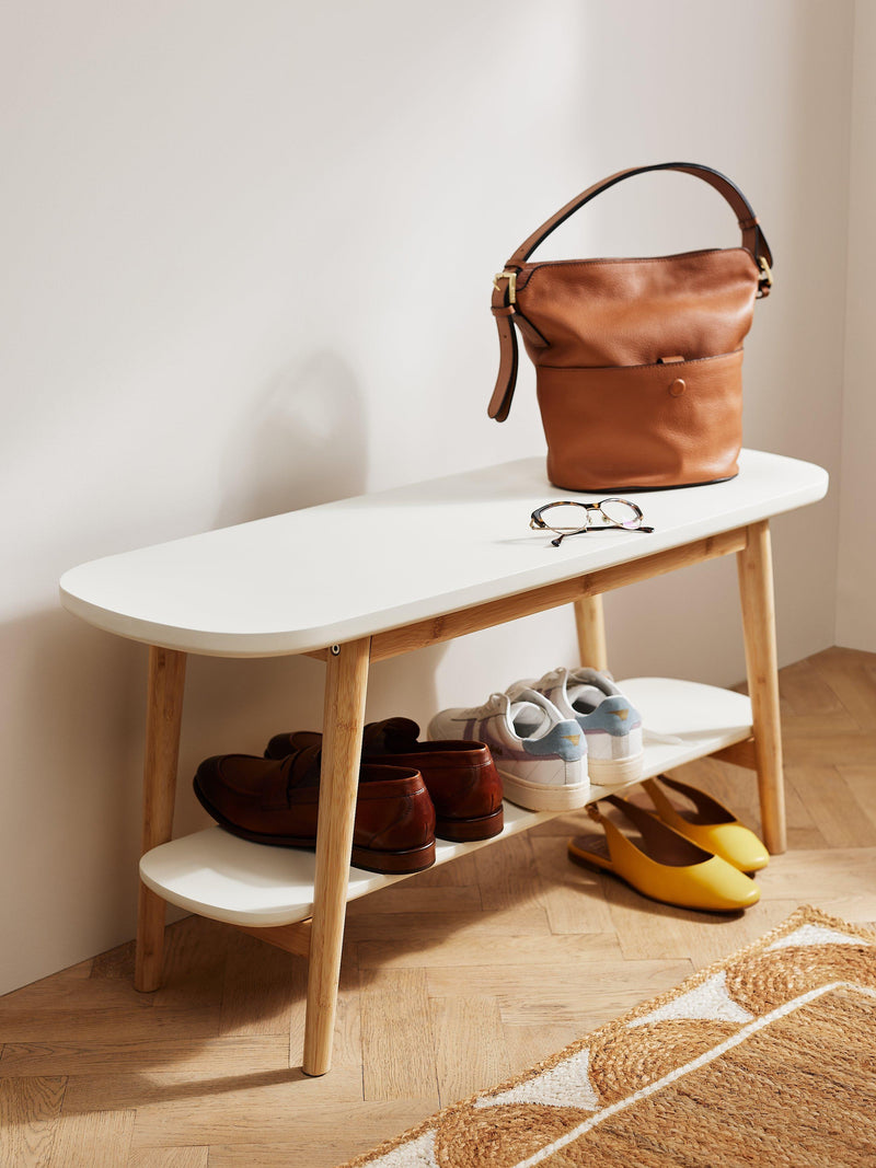 John Lewis skim shoe rack white natural - British product