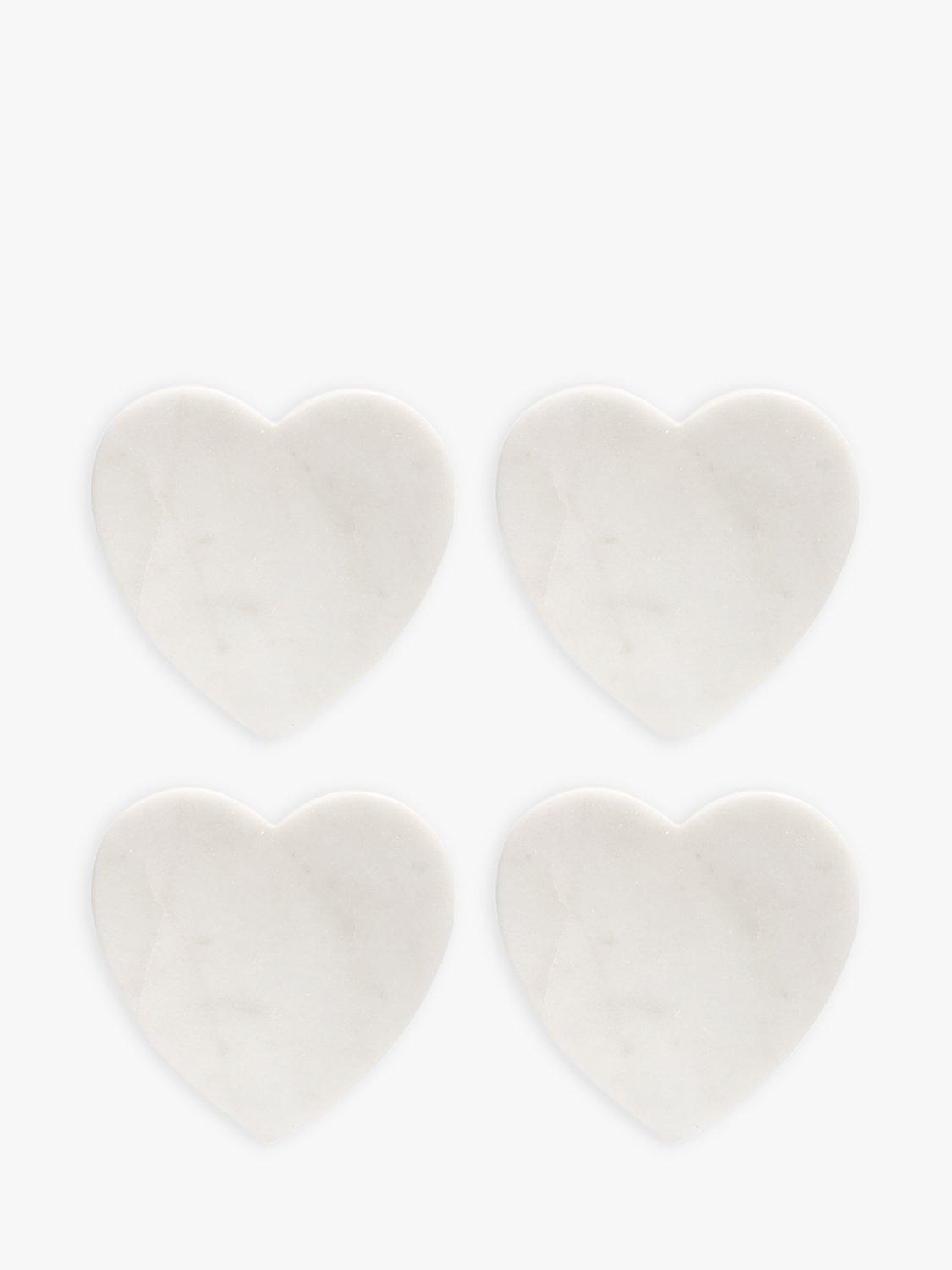 Culinary Concepts white marble heart coaster set of 4 - British product
