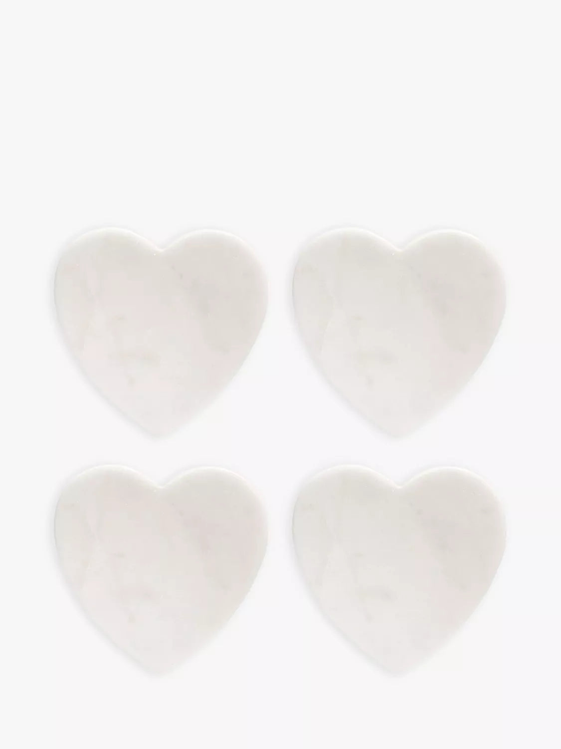 Culinary Concepts white marble heart coaster set of 4 - British product
