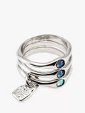 UNOde50 Happy Swarovski Crystal Stacking Ring Set Silver, imported from the UK
