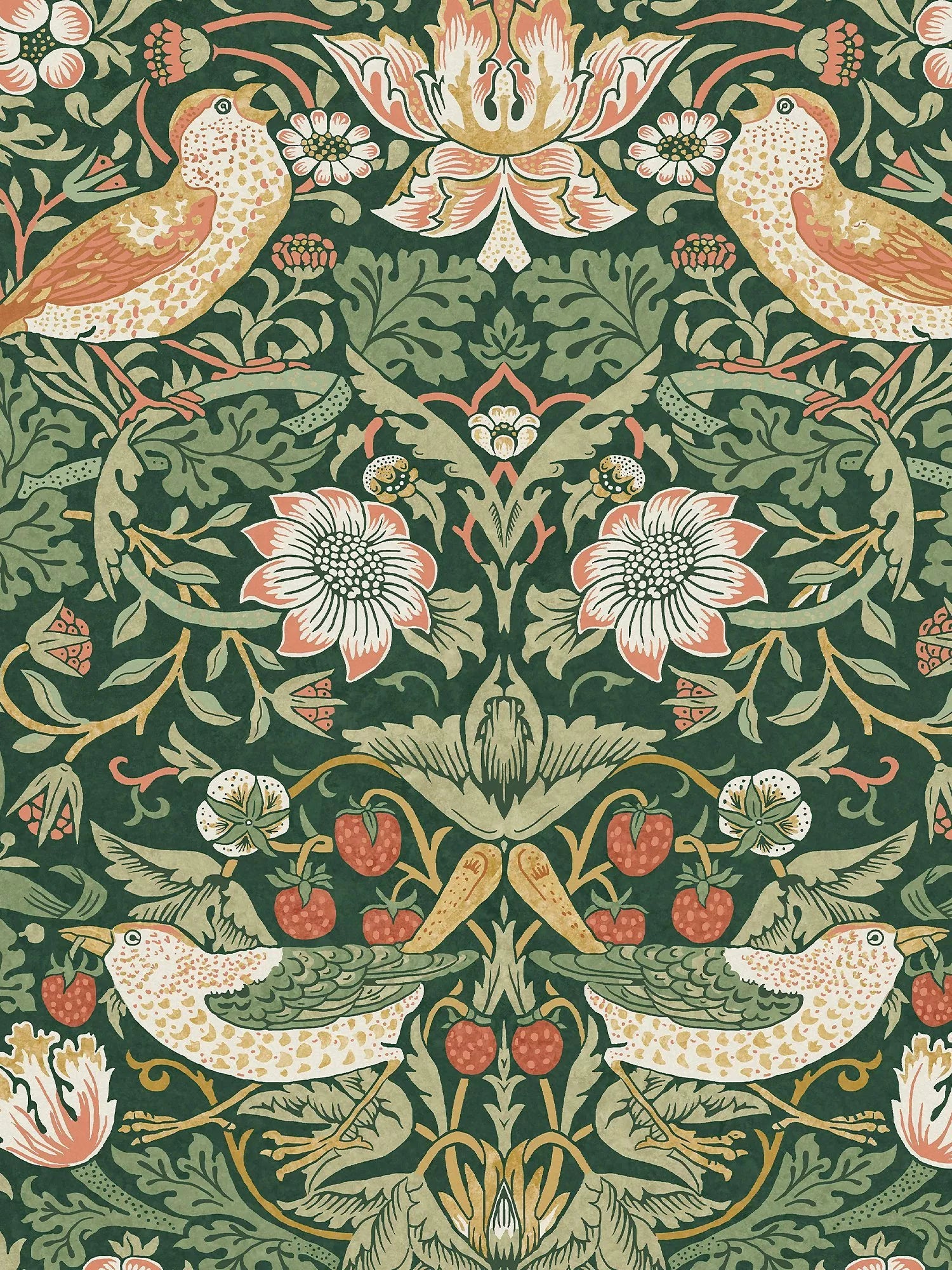 Strawberry Thief Patterned Wallpaper