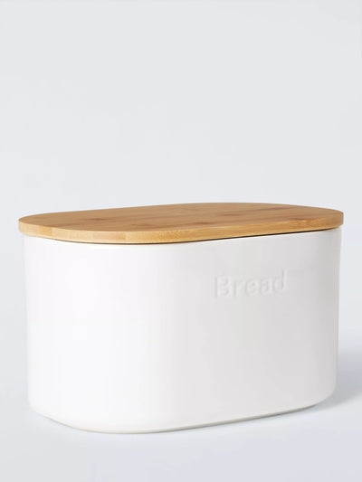John Lewis John Lewis Embossed Stoneware Bread Bin, White- Buy online at McGrocer