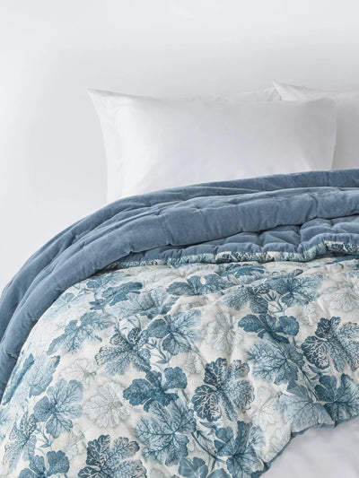 John Lewis Quilted Geranium Print Cotton Bedspread, Petrol, for Double and Kingsize Beds- Buy online at McGrocer