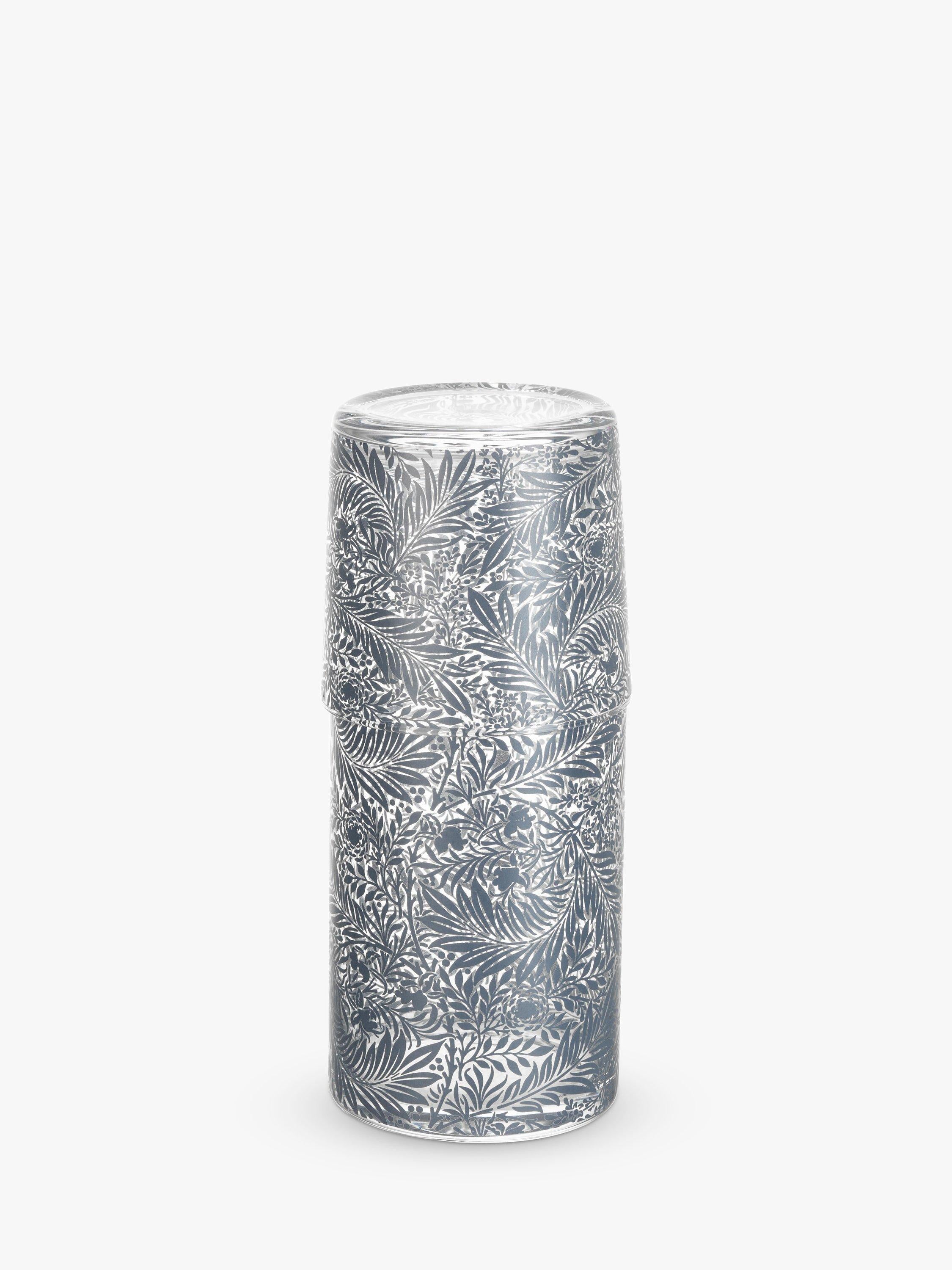 Glass carafe and tumbler set with William Morris pattern (British brand)