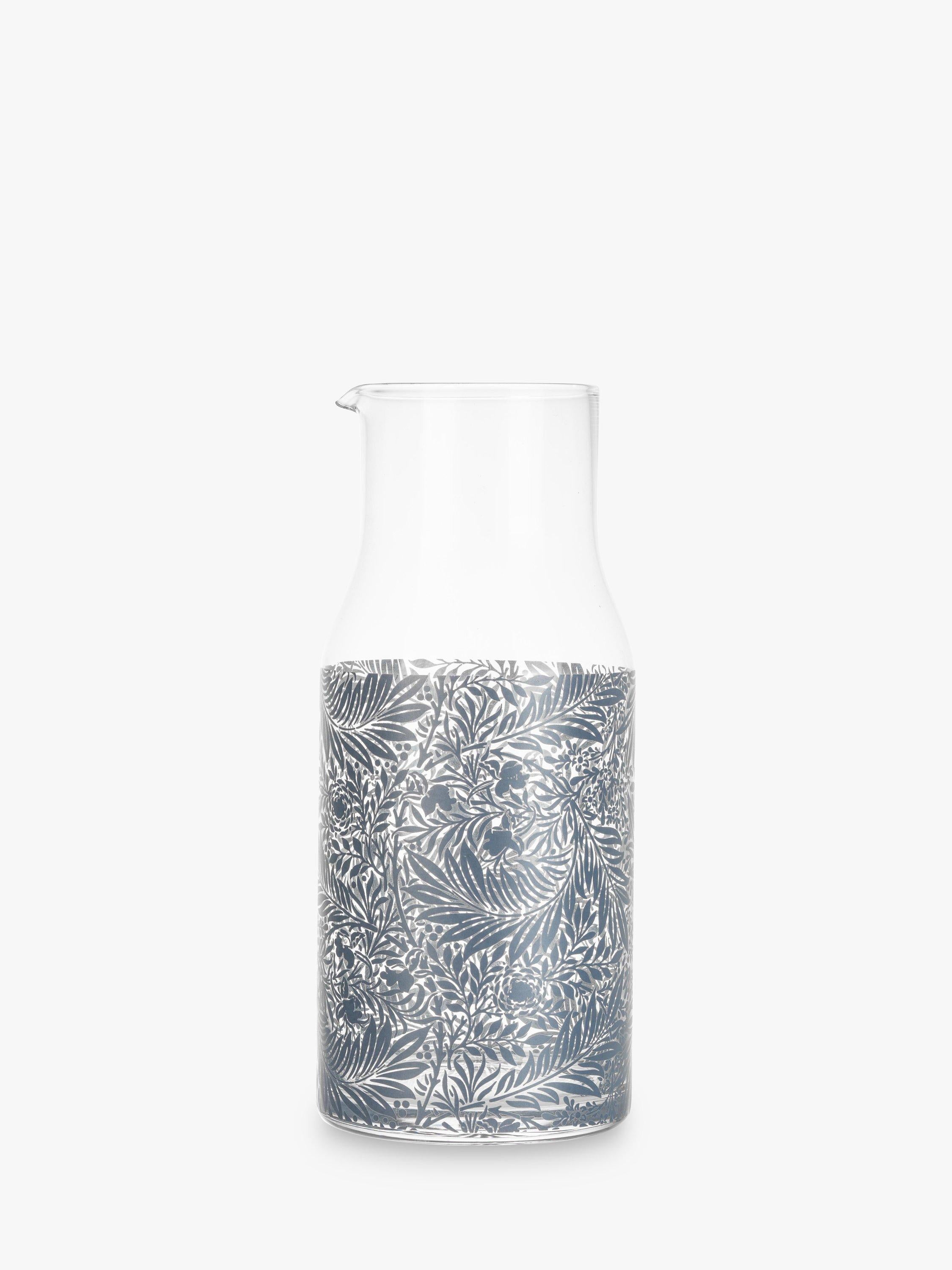 Glass carafe and tumbler set with William Morris pattern (British brand)
