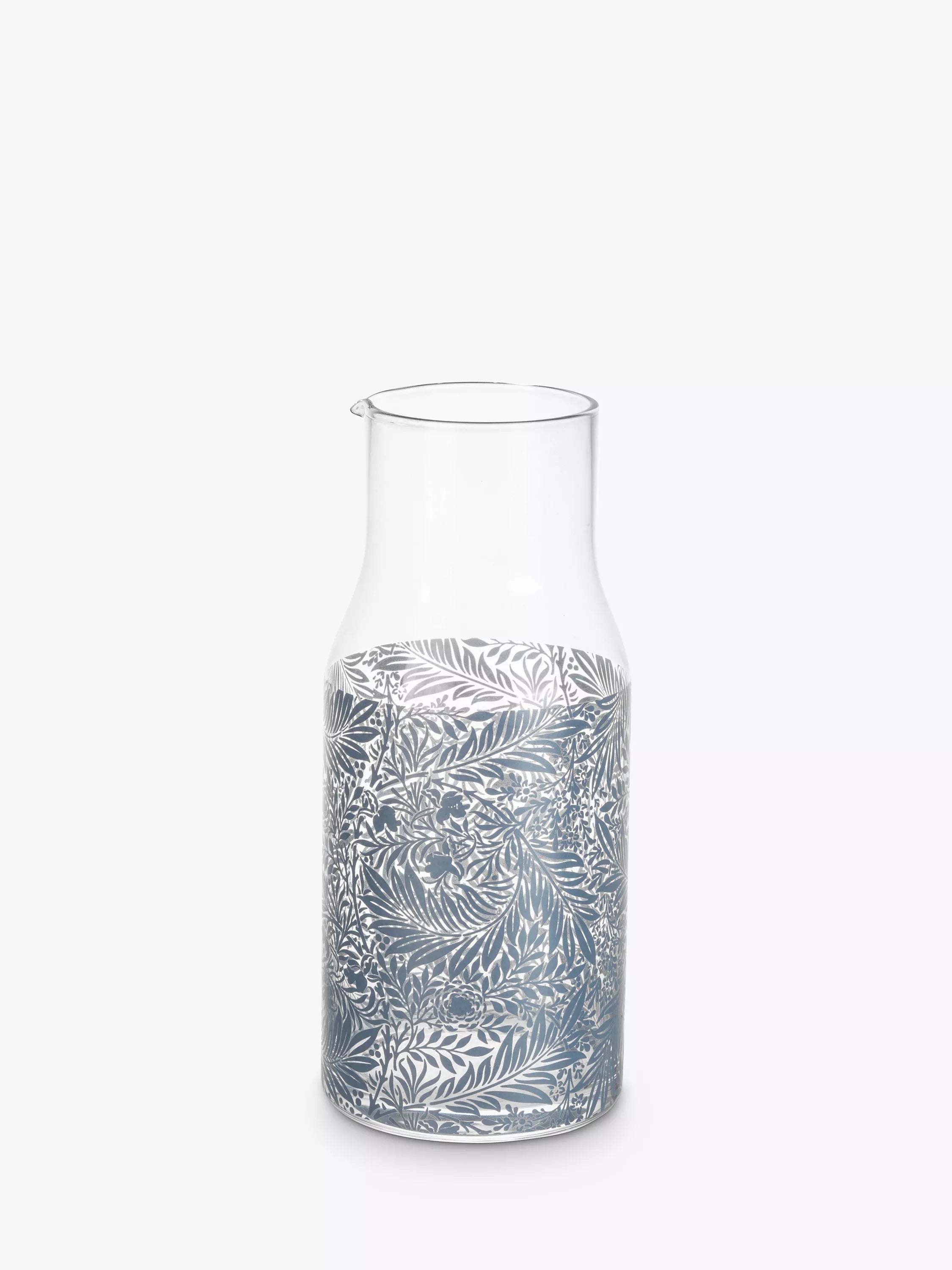 Glass carafe and tumbler set with William Morris pattern (British brand)