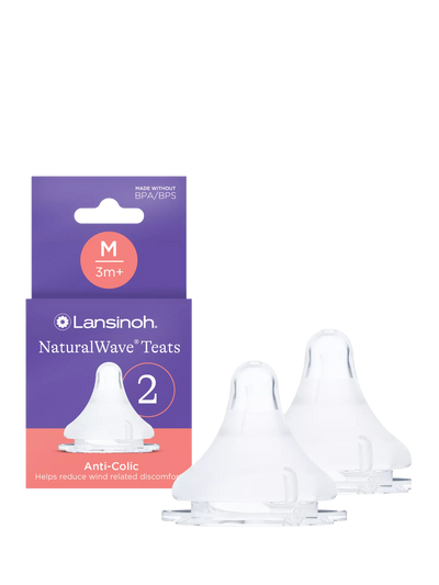 John Lewis Lansinoh Natural Wave Medium Flow Baby Bottle Teats Pack of 2- Buy online at McGrocer