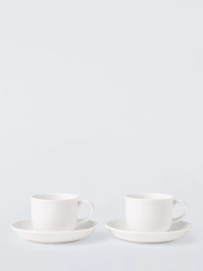 John Lewis John Lewis + Queensberry Hunt Cupola Bone China White Espresso Cup & Saucer, Set of 2, 95ml- Buy online at McGrocer