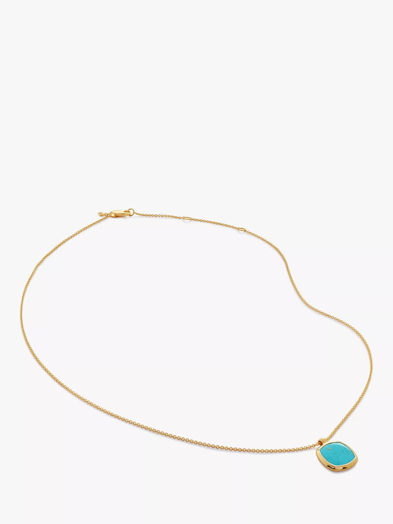 Monica Vinader turquoise pendant necklace in gold, imported from the UK