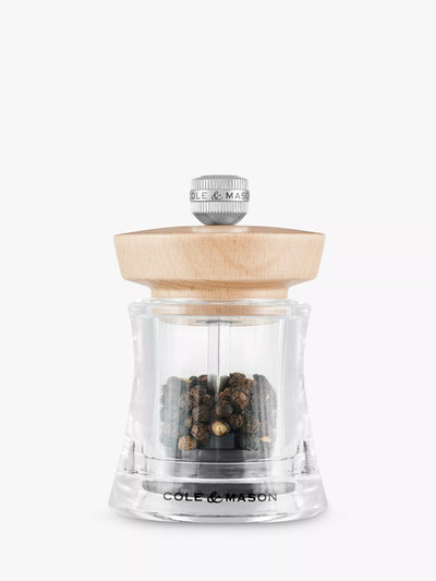John Lewis Cole & Mason Holborn Acrylic & Beech Wood Pepper Mill, Clear/Natural- Buy online at McGrocer