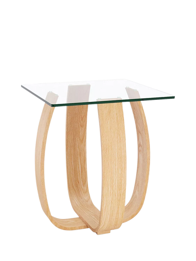 John Lewis Tom Schneider Tulip Side Table Natural Oak Satin 50x50x60cm- Buy online at McGrocer