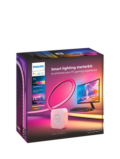 John Lewis Philips Hue Play Gradient Smart Lighting LED Lightstrip Starter Kit for 24-27 Inch PC Monitors (Pack of 3)- Buy online at McGrocer