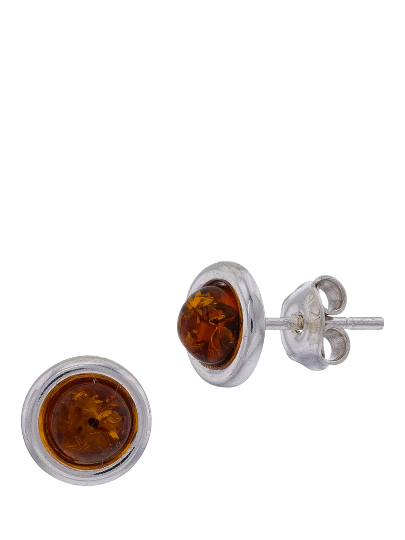 Be-Jewelled Baltic amber stud earrings in sterling silver (British brand)