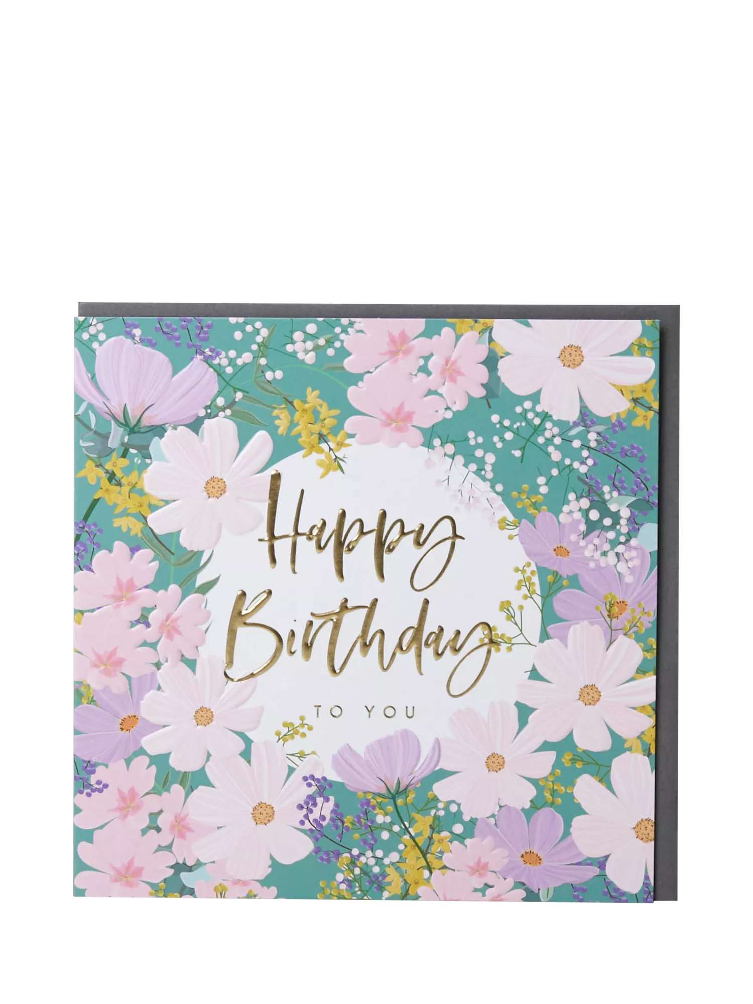 Belly Button Designs flowers birthday card with grey envelope - British product