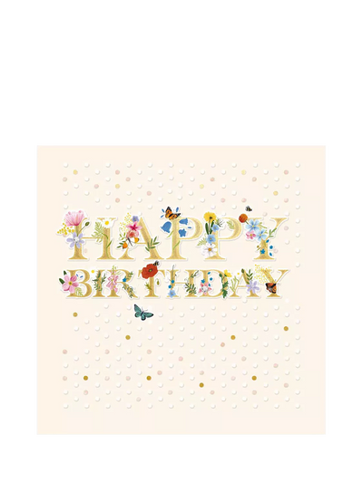 John Lewis Woodmansterne Dots & Flowers Birthday Greetings Card- Buy online at McGrocer