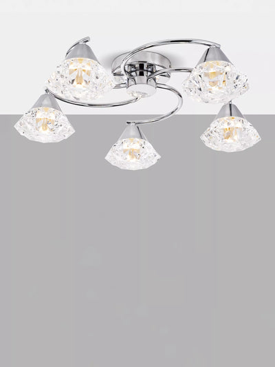 John Lewis Där Dilys 5 Arm Semi Flush Ceiling Light, Polished Chrome- Buy online at McGrocer