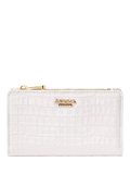 Aspinal of London Mayfair Faux Patent Croc Leather Coin & Card Bifold Purse, Chalk White
