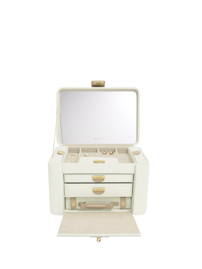 John Lewis Stackers The Dulwich Belgravia Leather Jewellery Box, Cream/Mink- Buy online at McGrocer
