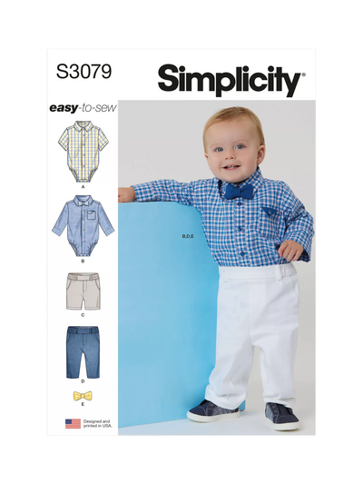 John Lewis Simplicity Babies' Bodysuit, Shorts and Pants Sewing Pattern S3079- Buy online at McGrocer