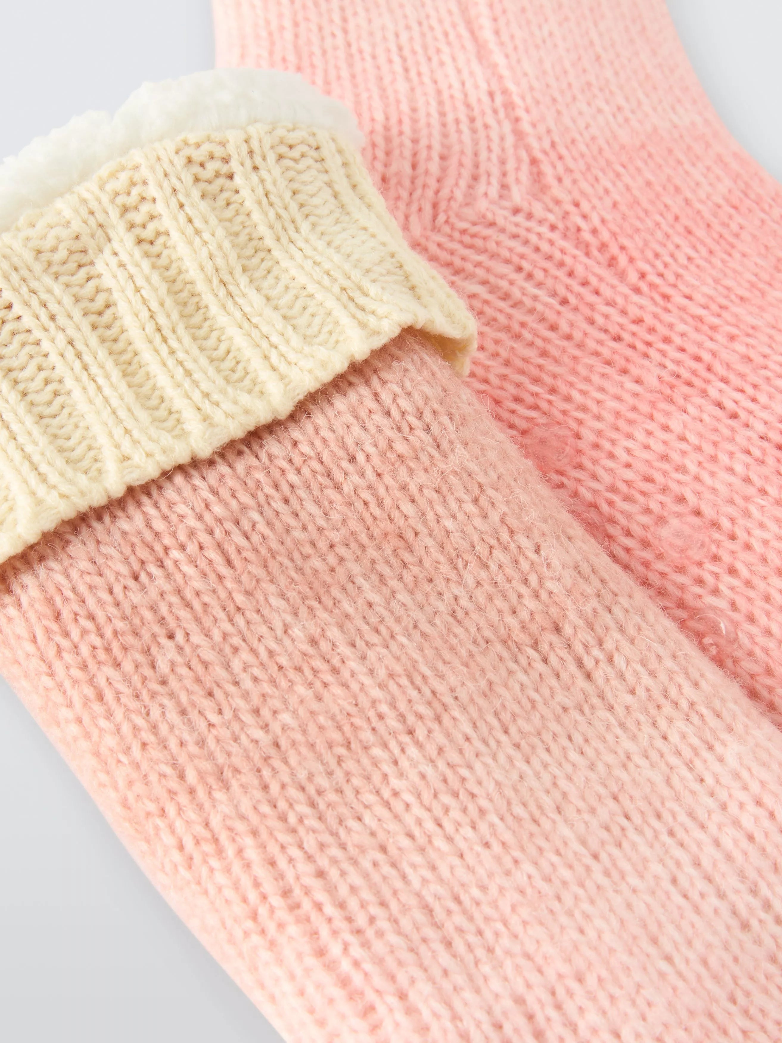 John Lewis Rainbow Lounge Socks pink fleece lined anti slip - British product