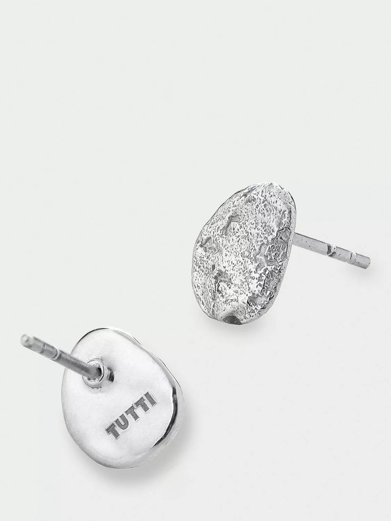 Tutti textured stud earrings silver 1cm (British brand)