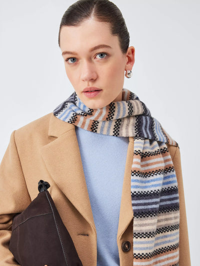 John Lewis Quinton + Chadwick Wool Small Stripe Scarf, Natural/Multi- Buy online at McGrocer