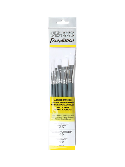 John Lewis Synthetic Paint Brush Set of 6 for Acrylic and Oil Colours with Round, Filbert, and Flat Brushes- Buy online at McGrocer