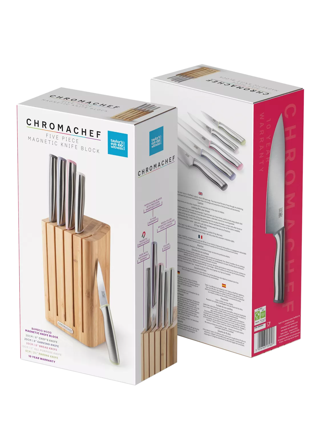Taylor's Eye Witness Chromachef 5-piece knife block set (British brand)