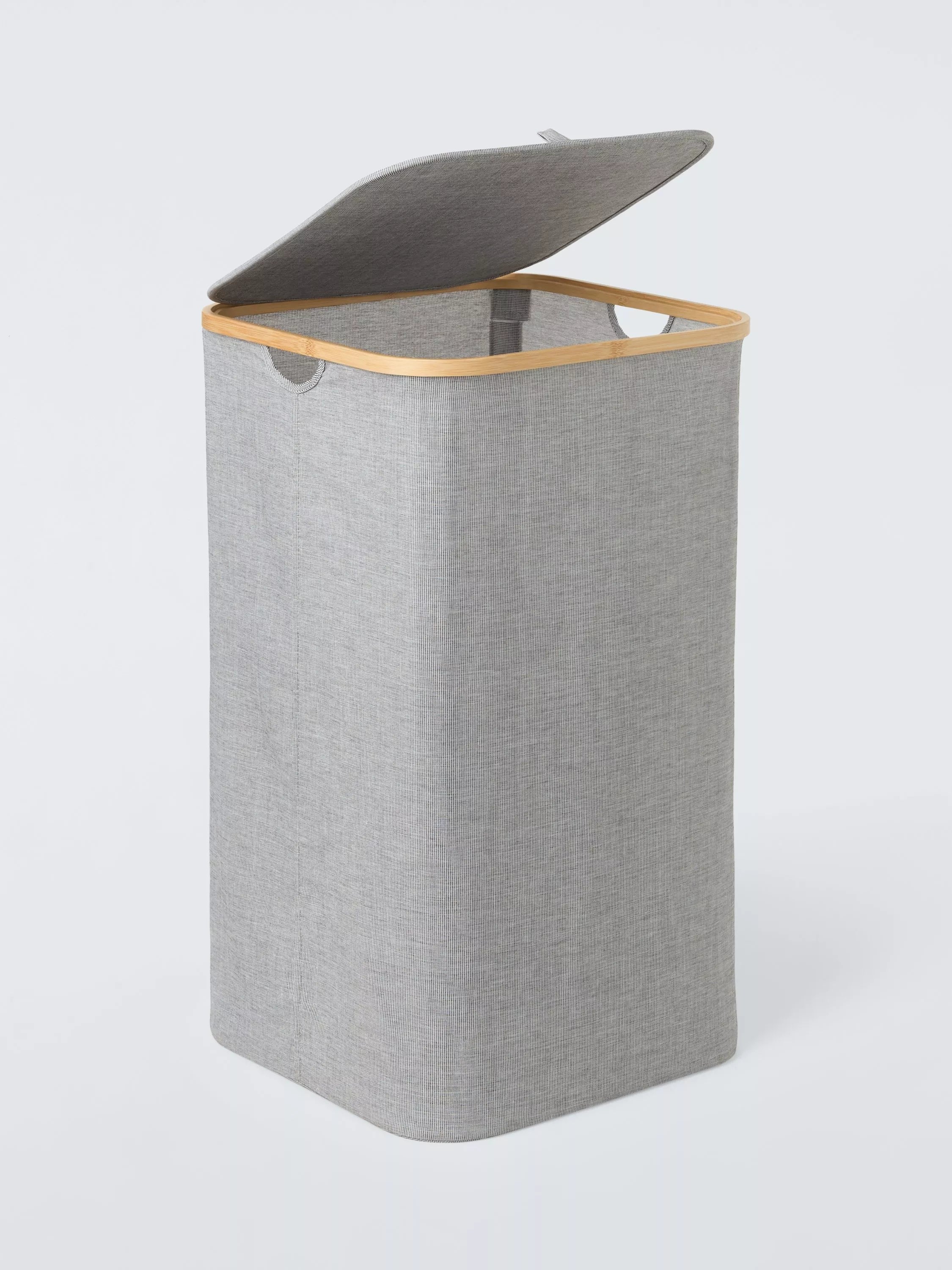 John Lewis bamboo rim tall square laundry hamper grey - British product