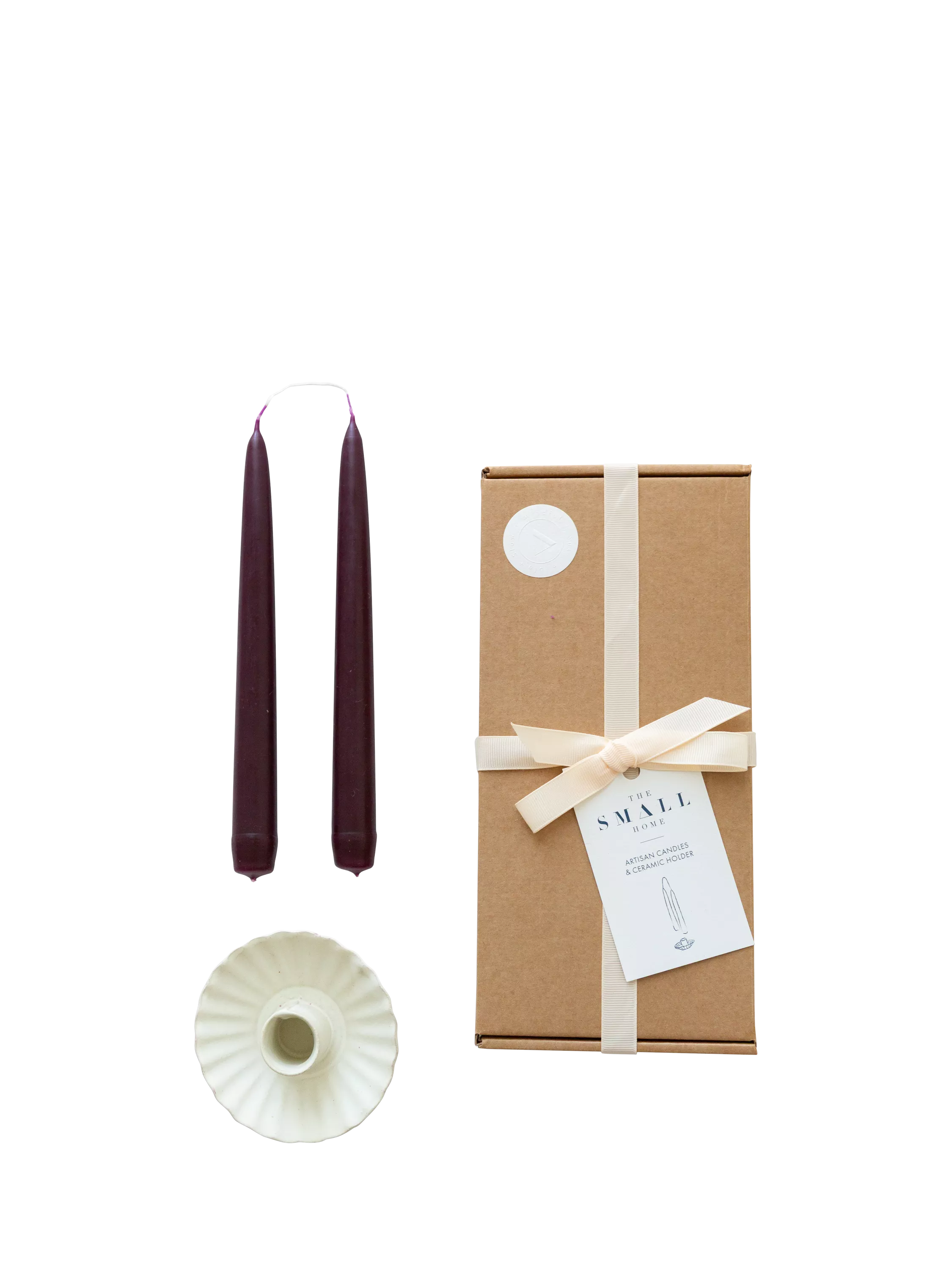 The Small Home dinner candle gift set with ceramic holder - British product