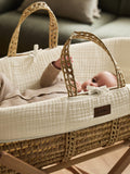 Little Green Sheep muslin Moses basket with mattress, imported from the UK