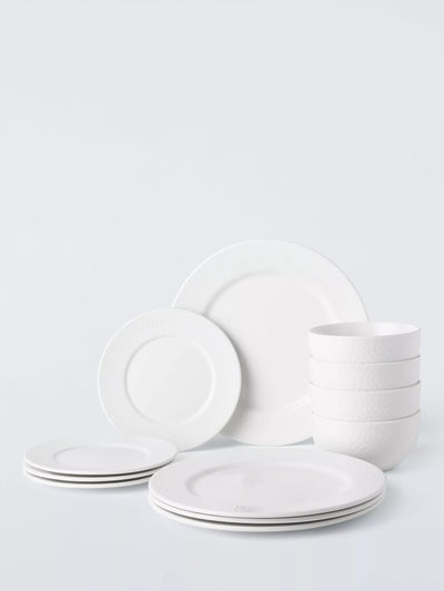 John Lewis John Lewis Dimple Porcelain Dinnerware Set, 12 Piece- Buy online at McGrocer