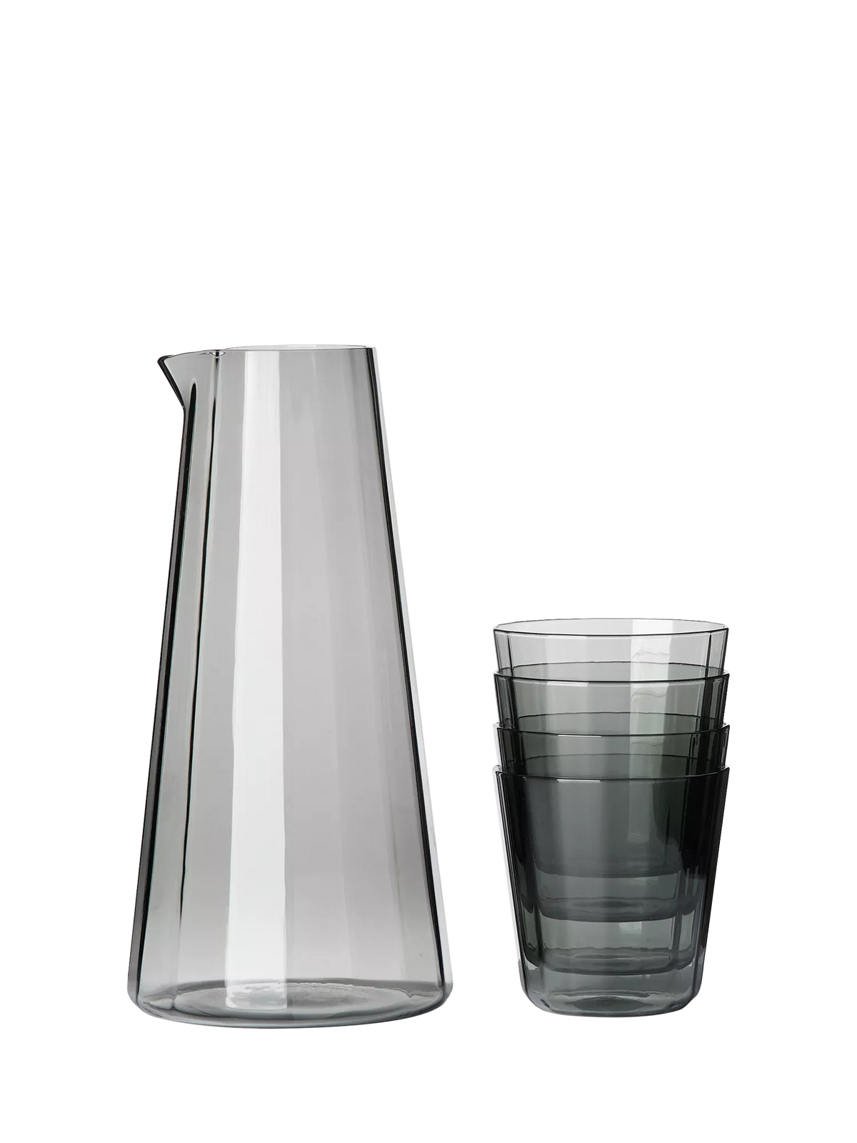 Conran Shop Fade glass carafe and 4 tumblers smoke, imported from the UK