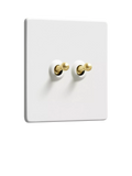 Dowsing & Reynolds double toggle switch soft white, imported from the UK