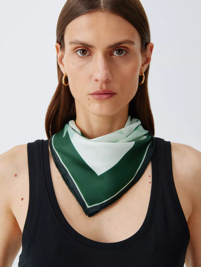 John Lewis John Lewis Silk Spliced Floral Square Scarf, Green Multi- Buy online at McGrocer