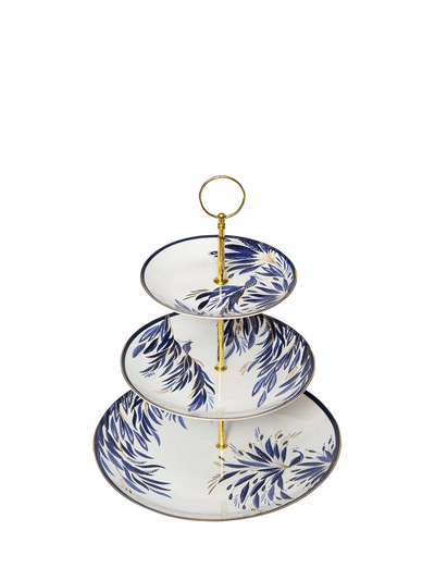John Lewis Sara Miller Anniversary Collection Fine China 3-Tier Cake Stand, Blue- Buy online at McGrocer